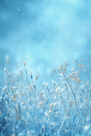 Underwater Botanical Serenade A Tranquil Blue Palette of Grasses in an Aquatic Reverie Landscapeの素材