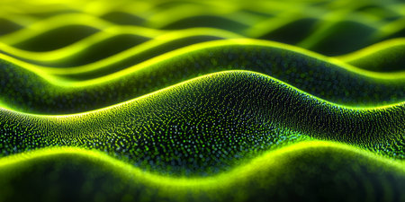 Mesmerizing Abstract Waves with Neon Colors and Dynamic Light Effects for Modern Digital Art Designの素材