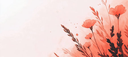 Abstract Watercolor Meadow with Delicate Flowers and Gentle Light, Calm and Beautiful Sceneの素材