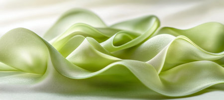 Elegant Swirls of Light Green Fabric Abstract Design with Fluid Dynamics and Dreamlike Texturesの素材