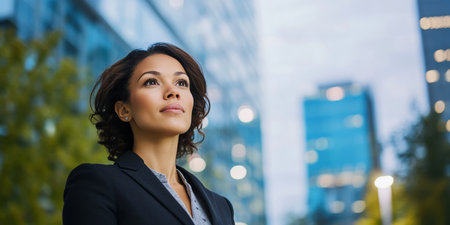 Ambitious Mixed-Race Woman in Financial Sector Aiming for Leadership and Professional Growthの素材