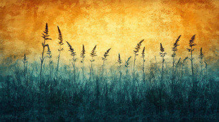 Tranquil Serenity in Abstract Cyan Meadows A Beautiful Botanical Pastel Harmony for Design Worksの素材