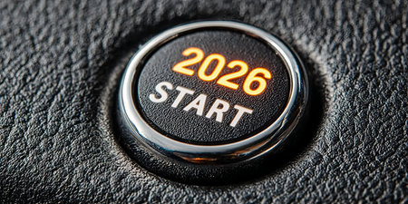 Futuristic Ignition System with Illuminated Start Button Symbolizing Automotive Innovation in 2026の素材