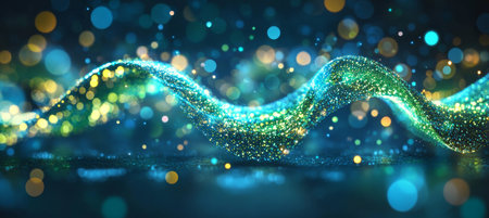 Emerald Torsion of Abstract Light A Vibrant Dance of Hues and Illumination in Celestial Harmonyの素材