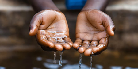 Hands of Hope An African Child s Plea for Cleanliness., A Symbolic Image for Essential Resourcesの素材