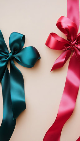 Elegant Holiday Gift Wrapping Ideas Featuring Delicate Beige Canvas and Vibrant Ribbon Accentsの素材