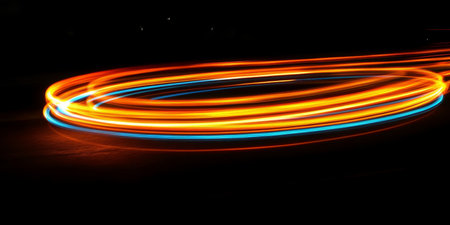 Vibrant Neon Trails Creating a Dynamic Flow of Energy and Motion in a Stunning Abstract Designの素材