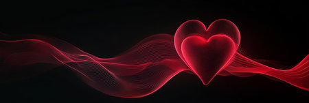 Vibrant Neon Heart with Pulsating Electronic Waves, Symbolizing Love and Passion in Modern Artの素材
