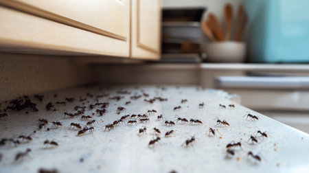 Uninvited Guests Ants and Bugs Invading the Kitchen, Causing Food Spoilage and Hygiene Issuesの素材