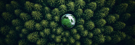 Aerial View of Lush Green Forest Showcasing Vibrant Ecosystem and Sustainability Effortsの素材