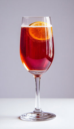 Elegant Kir Royal Cocktail in Tall Glass, A Sophisticated Blend of Champagne and Crme de Cassis.の素材
