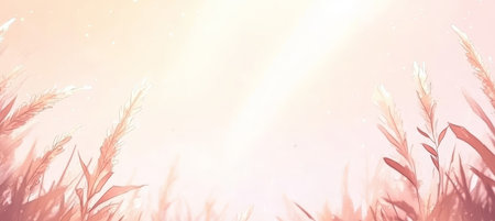 Dreamy Peach Wildflower Field at Golden Hour, Ethereal Glow and Soft Textures in Romantic Meadow Artの素材