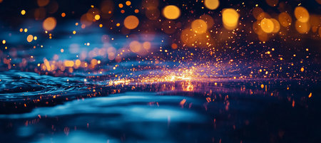 Precision Milling Operation with Flying Sparks and Metal Fragments in a Dark Industrial Environmentの素材