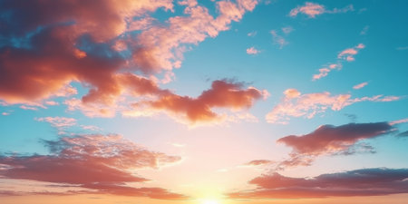 Breathtaking Sunset Panorama Colorful Clouds and Golden Sky Creating Stunning Atmospheric Sceneryの素材