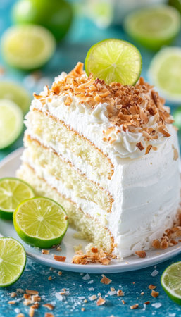 Decadent Coconut Lemon Cake with Key Lime Cream, a Tropical Flavor Fusion for All Occasionsの素材