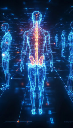 Futuristic Digital Human Anatomy Interface Enhancing Precision Diagnostics In Modern Healthcareの素材