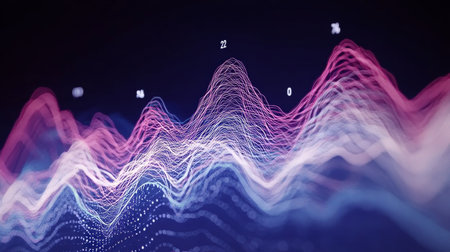 Dynamic Financial Growth Presentation with Abstract Line Waves for Charts and Data Trends Visualsの素材