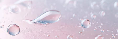 Close-Up of Water Droplets on a Smooth Surface, Ideal for Beauty Product and Cosmetics Backgroundの素材