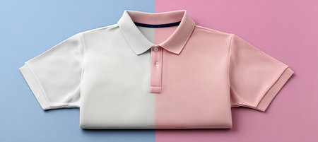 Stylish Polo Shirt Laid on Soft Pastel Surface A Modern Minimalist Fashion Concept Displayの素材