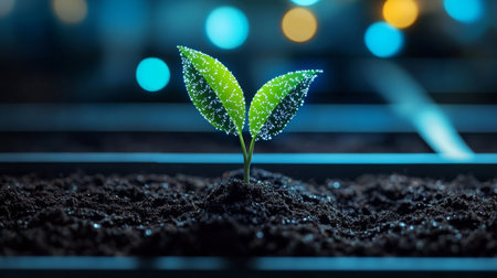 Innovative Agricultural Practices A Young Seedling Thriving in Modern Farming Techniques and Growthの素材