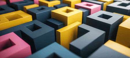 Geometric Abstraction with Modern Shapes and Vibrant Colors Creating a Captivating Visual Experienceの素材