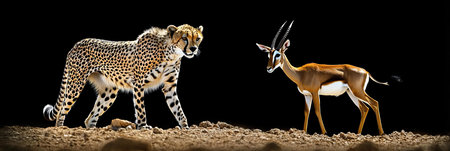 Cheetah on the Hunt Captivating Moment of a Predator Stalking Prey in the African Savannahの素材