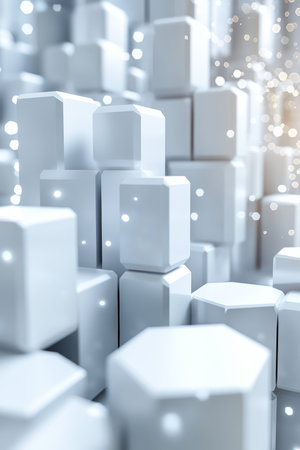 Tranquil Textures in Subtle Geometry Refined Elegance of Hexagonal Cubes Creating Calm Spacesの素材