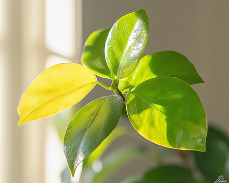 Luminous Green Leaves Embrace Sunlight, Showcasing Plant Vitality, Growth, and Natural Harmonyの素材