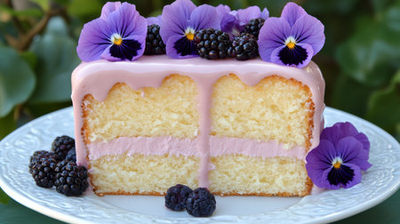 Stunning Elegant Flower Cake Display, Layered Delight with Beautiful Icing and Floral Decorationsの素材