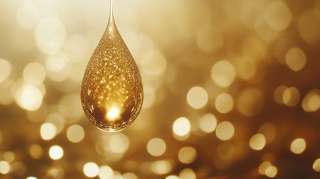 A Captivating Luminescent Oil Drop Suspended in a Dreamy Backdrop with Sparkling Light Illusionsの素材