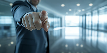 Dynamic Business Professional Leading Team with Authority and Guidance in a Modern Office Settingの素材