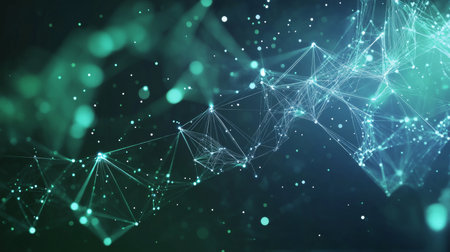 Futuristic Abstract Green Network Design Showcasing Modern Connectivity and Data-driven Innovationsの素材