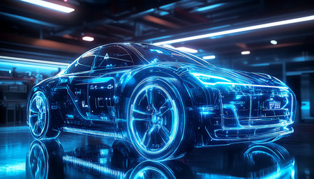 Futuristic Electric Vehicle Design Featuring Advanced Technology and Innovative Engineeringの素材