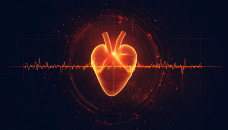 Heartbeat Monitor with Bright Display and Red EKG Tracing for Cardiology and Healthcare Useの素材