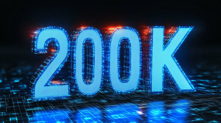 Innovative Digital Display Showcasing Luminous Numbers for Computer Network Data Visualizationの素材