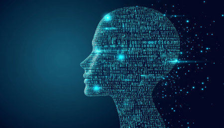 Futuristic Digital Intelligence Illustration of a Cognitive Machine and Technology Conceptsの素材