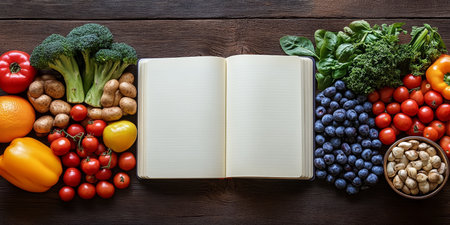 Preparation Culinary Mockup of Fresh Vegetables and Ingredients for Vegan Cooking Recipes Ideasの素材