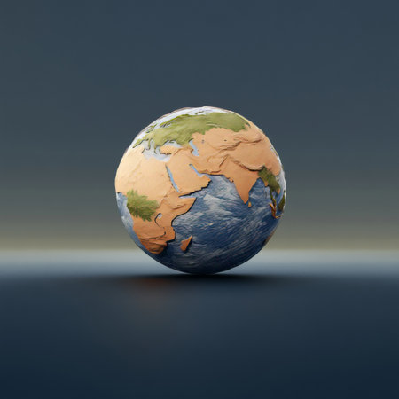 Stunning Earth From Space Perspective Showcasing Continents and Oceans in Soft, Muted Color Tonesの素材