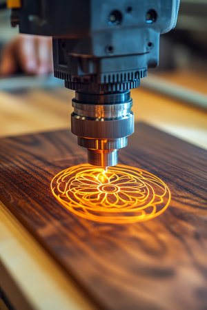 Precision CNC Woodcutting Creating Intricate Designs with High Powered Technology and Craftsmanshipの素材