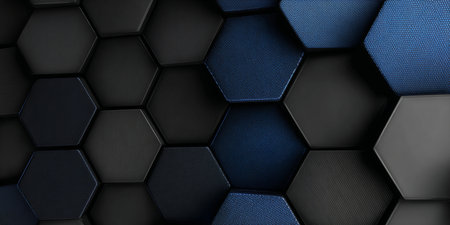 Futuristic Surface Design with Honeycomb Patterns in Vivid Colors and Complex Geometric Arrangementsの素材