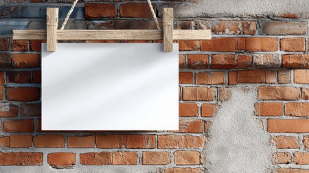 Modern Advertising Mockup with White Poster on Brick Wall, Perfect for Outdoor Marketing Displayの素材