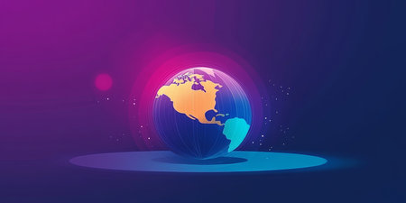 Digital Art of a World Globe with Global Connections and Data Visualization for Modern Designの素材