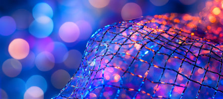 Futuristic Abstract Matrix Design with Oscillating Network, Electric Energy, and Bokeh Effectsの素材