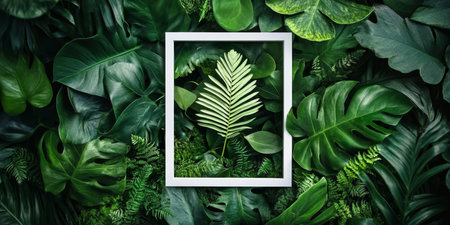 Lush Tropical Foliage Arrangement A Vibrant Display of Textured Greens Creating a Serene Atmosphereの素材