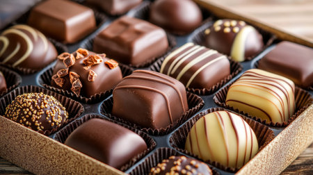 Indulge in a Luxurious Selection of Gourmet Chocolate Pralines Perfectly Packaged for Giftingの素材