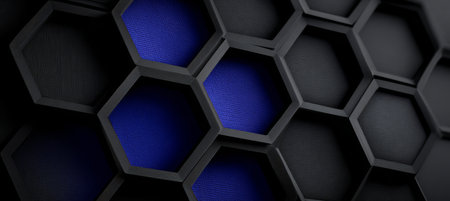 Vibrant Blue Hexagon Pattern, Ideal for Modern Digital Backgrounds and Creative Visual Projectsの素材