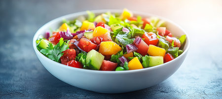 Vibrant Fresh Chopped Salad with Colorful Vegetables for Radiant Wellness and Healthy Livingの素材