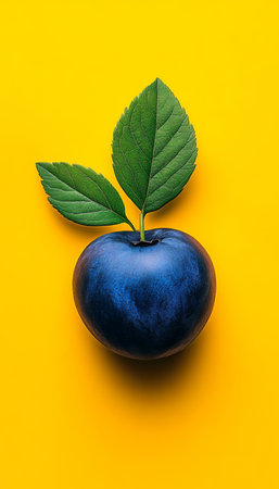 Fresh Huckleberry Isolated on a Bright Yellow Background, Highlighting Its Vibrant Color and Beautyの素材