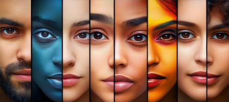 Multicultural Faces Representing Diversity and Inclusion in a Vibrant Cultural Mosaic of Humanityの素材