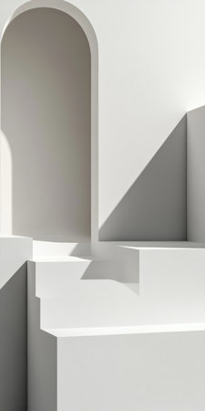 Minimalist Product Showcase Stage Interior Backdrop with Smooth Gradient Shadow and Clean Displayの素材